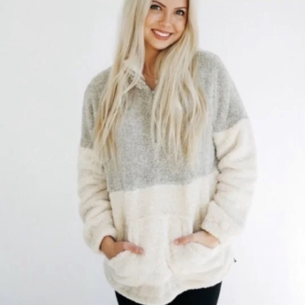 Doe & Rae Fuzzy Zip-Up Pullover - Picture 1 of 8